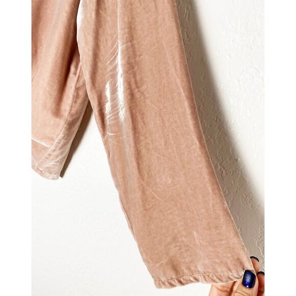 Reformation Women's Fez Velvet Dusty Rose Mauve Tie Front Crop Top Long Sleeve M - Picture 4 of 9